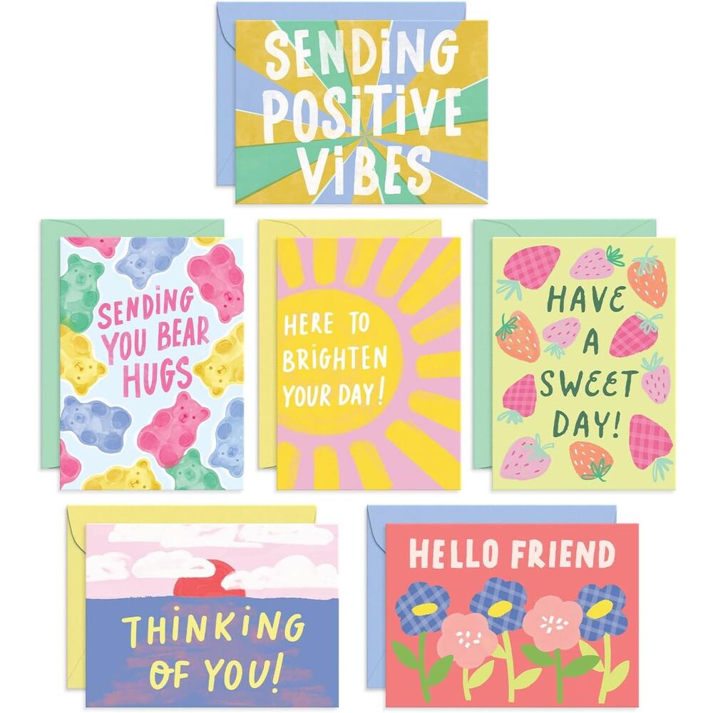 Pack of 24 Fun Thinking of You Cards with Envelopes- Blank Inside Encouragement